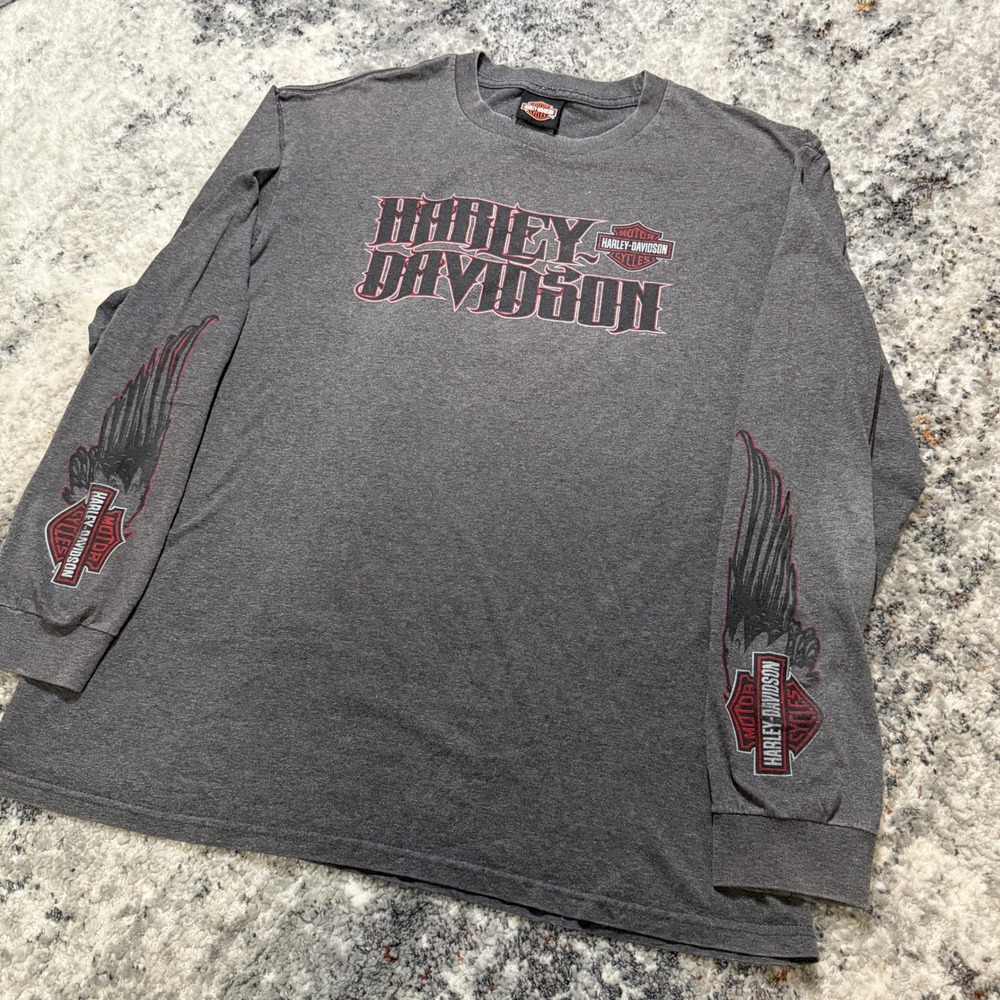 Harley Davidson Mens Long Sleeve Graphic T-Shirt Gray McDaniel's South Bend IN L